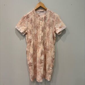 Faherty Linen Blend Gemina Relaxed Dress Shirt Peach Palm Women’s Size Small